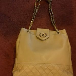 Vintage Beige Chanel Calfskin Tote